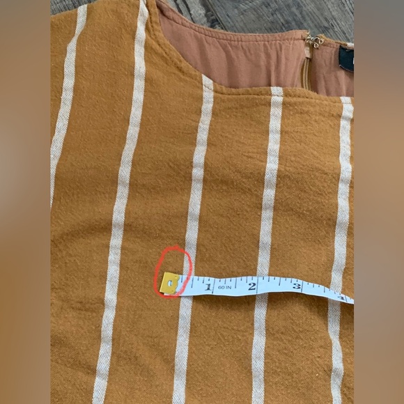 ✨SOLD✨Roolee Cotton Mustard Yellow/Striped 3/4 Sleeve Dress with Pockets Small - Picture 12 of 12